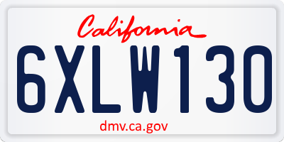 CA license plate 6XLW130