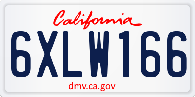 CA license plate 6XLW166