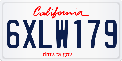 CA license plate 6XLW179