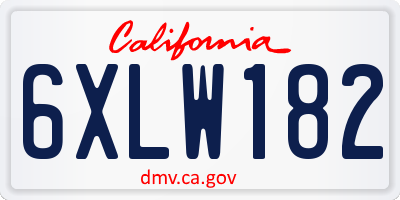 CA license plate 6XLW182