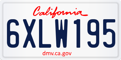 CA license plate 6XLW195