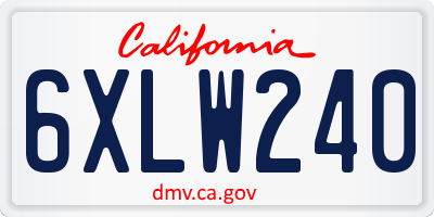 CA license plate 6XLW240