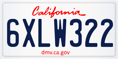 CA license plate 6XLW322