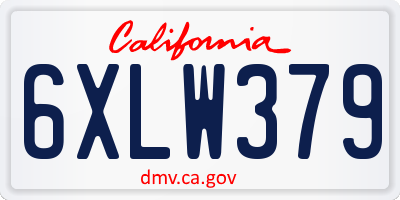 CA license plate 6XLW379