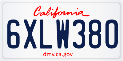 CA license plate 6XLW380