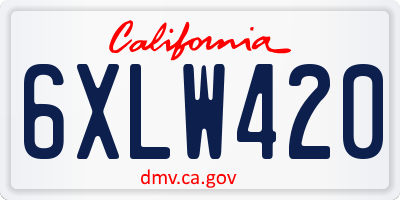 CA license plate 6XLW420
