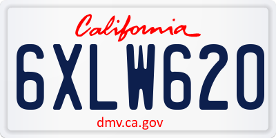 CA license plate 6XLW620