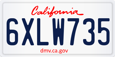 CA license plate 6XLW735