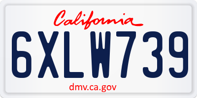 CA license plate 6XLW739