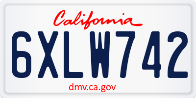 CA license plate 6XLW742