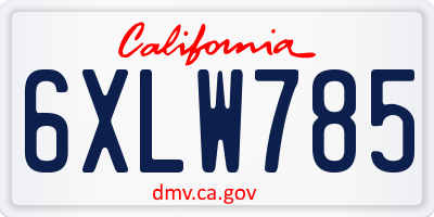 CA license plate 6XLW785
