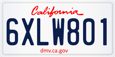 CA license plate 6XLW801