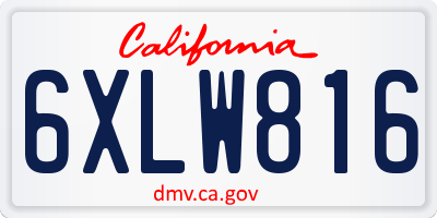 CA license plate 6XLW816