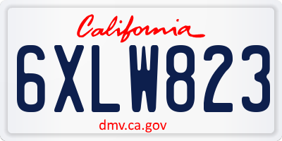 CA license plate 6XLW823