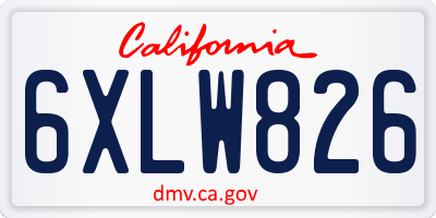 CA license plate 6XLW826