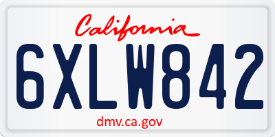 CA license plate 6XLW842
