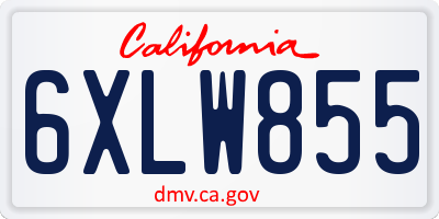 CA license plate 6XLW855