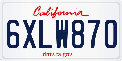CA license plate 6XLW870