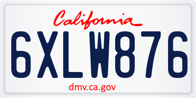 CA license plate 6XLW876
