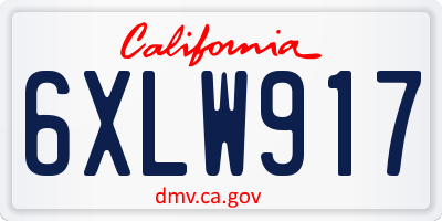 CA license plate 6XLW917
