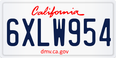 CA license plate 6XLW954