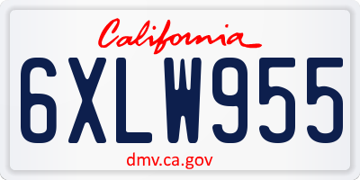 CA license plate 6XLW955