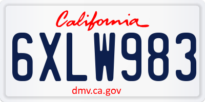 CA license plate 6XLW983
