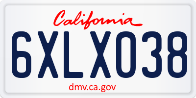 CA license plate 6XLX038