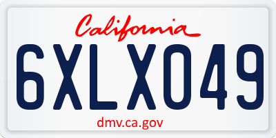 CA license plate 6XLX049