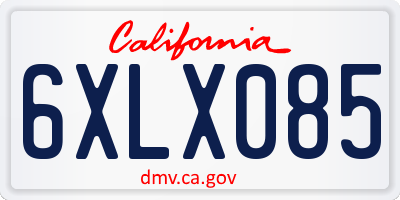 CA license plate 6XLX085