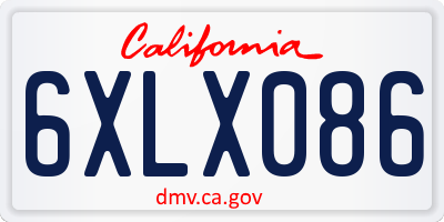 CA license plate 6XLX086