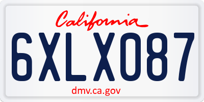 CA license plate 6XLX087
