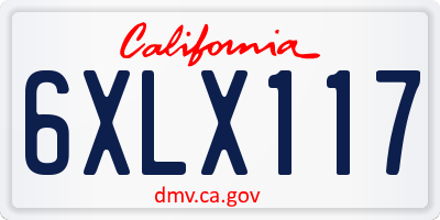 CA license plate 6XLX117