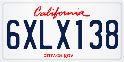 CA license plate 6XLX138