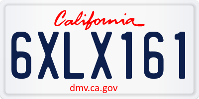 CA license plate 6XLX161