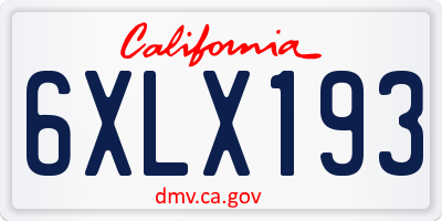 CA license plate 6XLX193