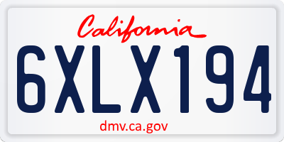 CA license plate 6XLX194