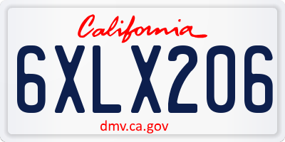 CA license plate 6XLX206
