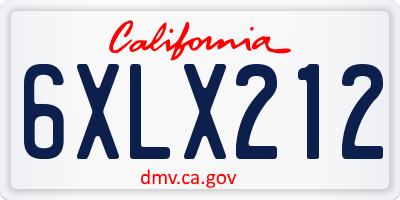 CA license plate 6XLX212