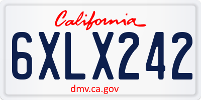 CA license plate 6XLX242