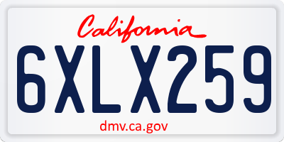 CA license plate 6XLX259
