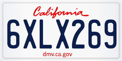 CA license plate 6XLX269