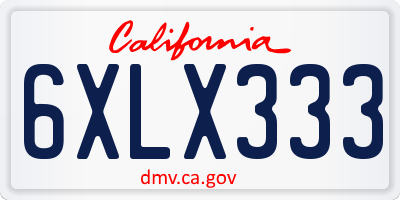 CA license plate 6XLX333