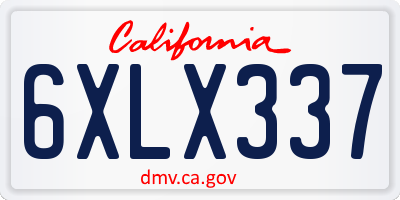 CA license plate 6XLX337