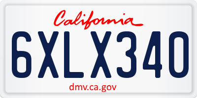 CA license plate 6XLX340
