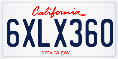 CA license plate 6XLX360