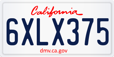 CA license plate 6XLX375