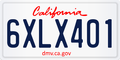 CA license plate 6XLX401