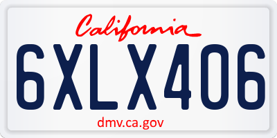 CA license plate 6XLX406