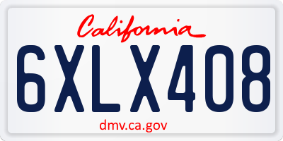 CA license plate 6XLX408